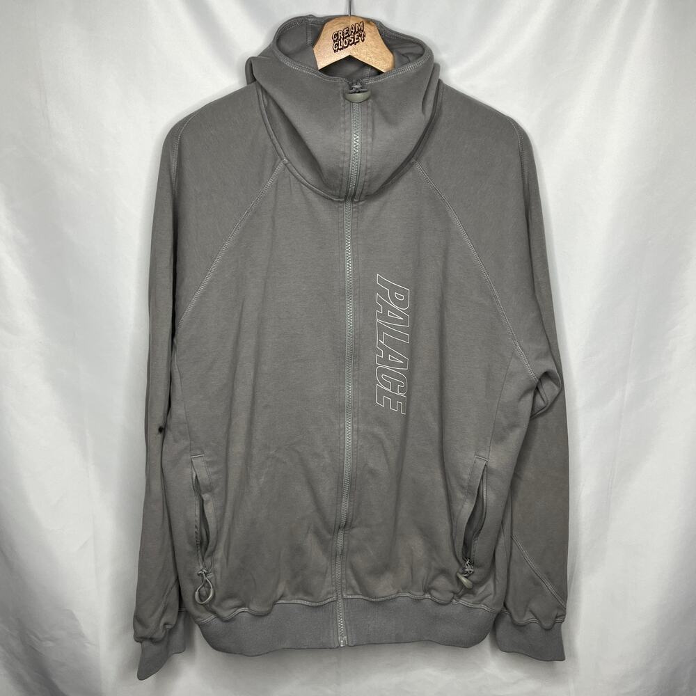 FW21 2021 Palace Tech Fleece Balaclava Hoodie Zip Up Jacket in Grey L